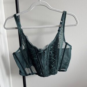 NWT Victoria's Secret Deep Green Lace Corset Bra